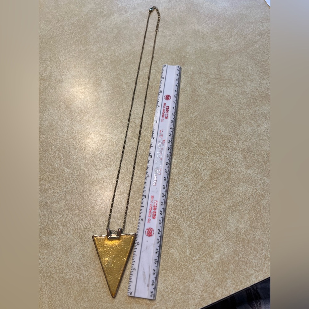 Yellow Triangle Necklace on long chain